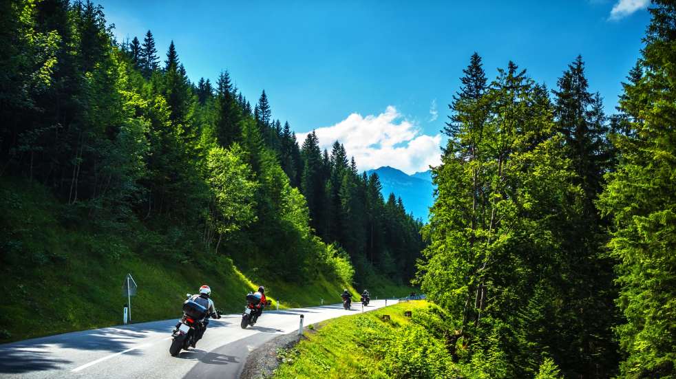 Motorcyclists forest